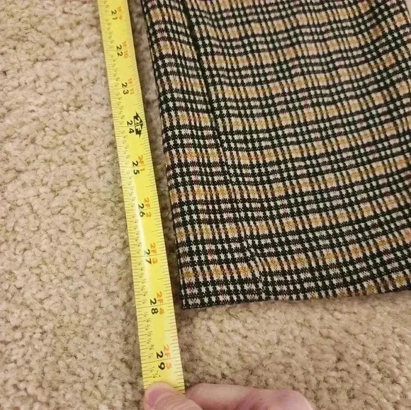 Yellow Plaid Pants Straight Leg Size 6 26" Waist Vtg #D103 - Picture 2 of 5